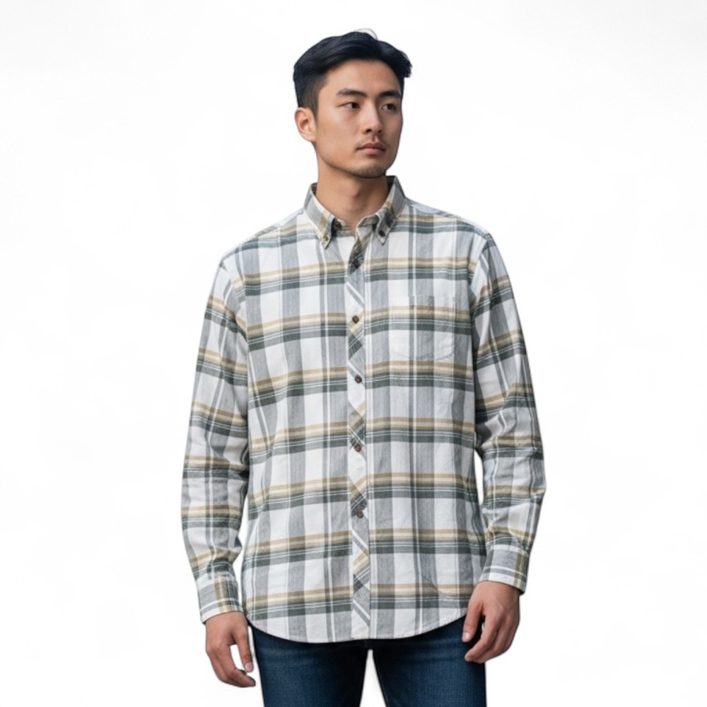 INC International Concepts Men’s Plaid Shirt - Gray and Cream XXL